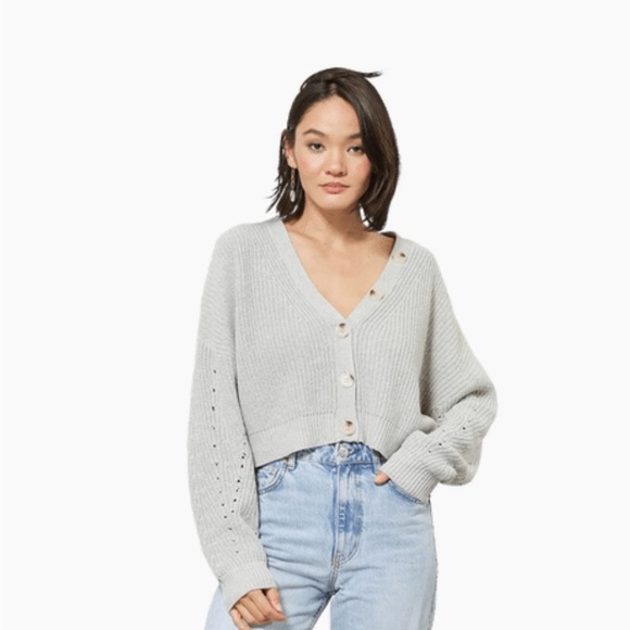 Line & Dot Light Gray V-Neck Cardigan - Picture 1 of 2